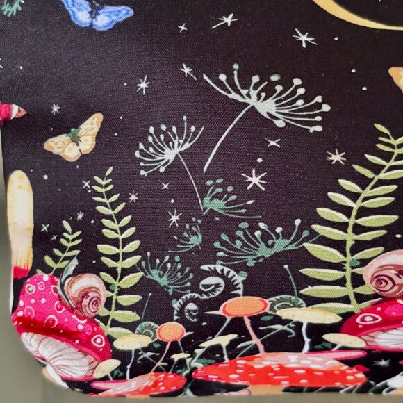Magical Forest at Night Mushrooms Moths Moon Padded Zippered Pouch Travel Bag - Picture 3 of 6